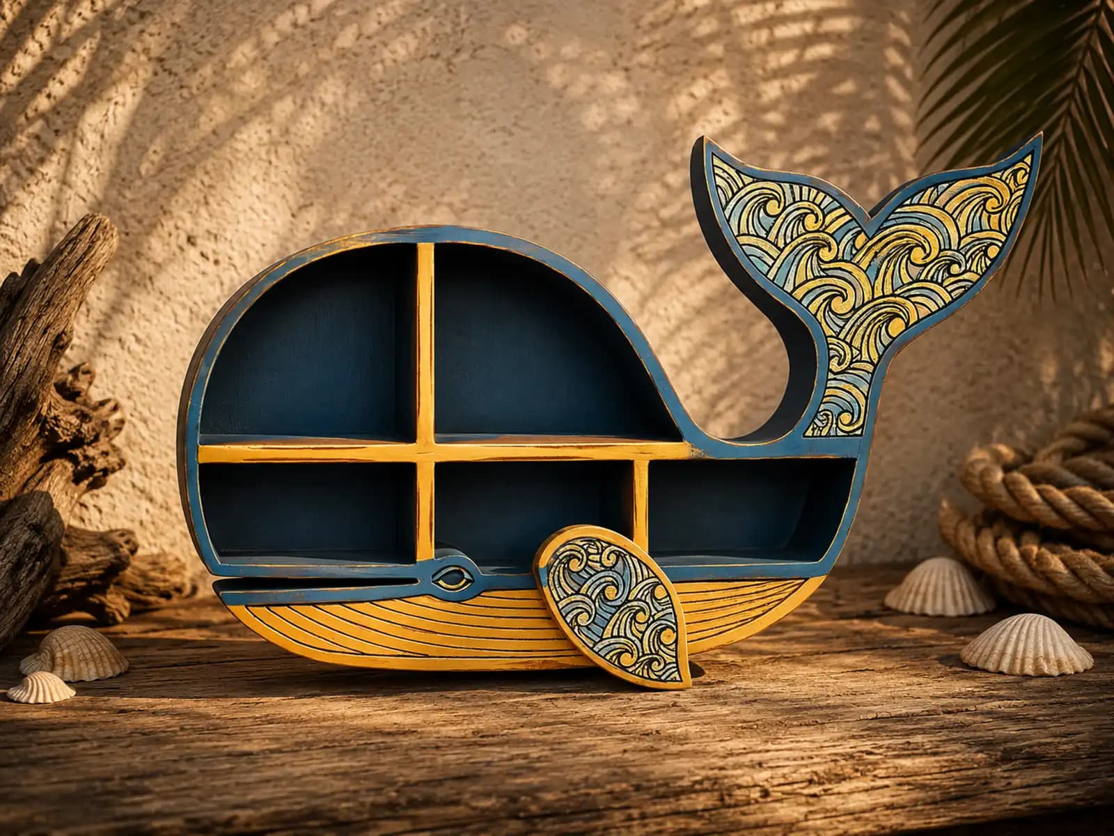 Whale Shelf | Coastal Decorative Wall Shelf