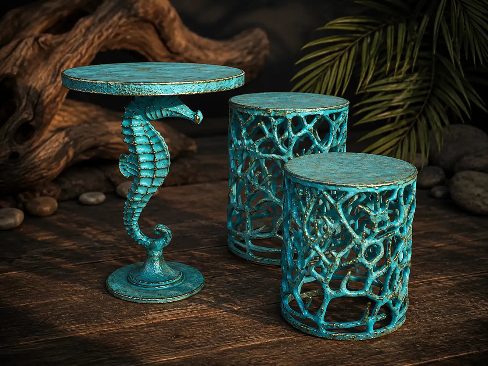 SeaHorse Table & Coral Stool